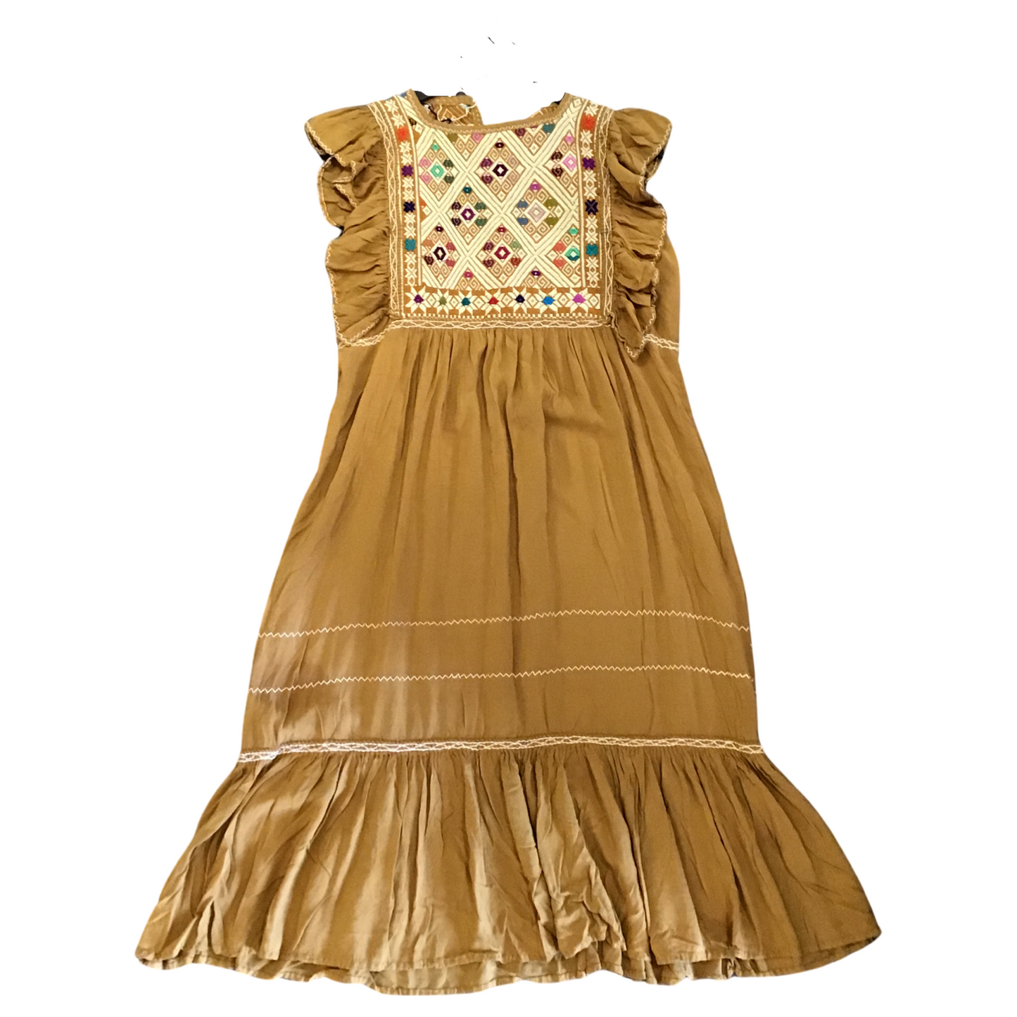 Embroidered Ruffled Dress