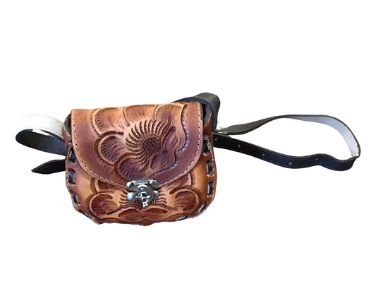 Small hand tooled leather purse
