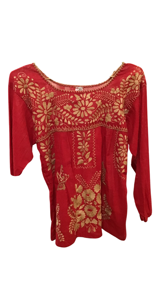 Woman’s Red Embroidered Long Sleeve